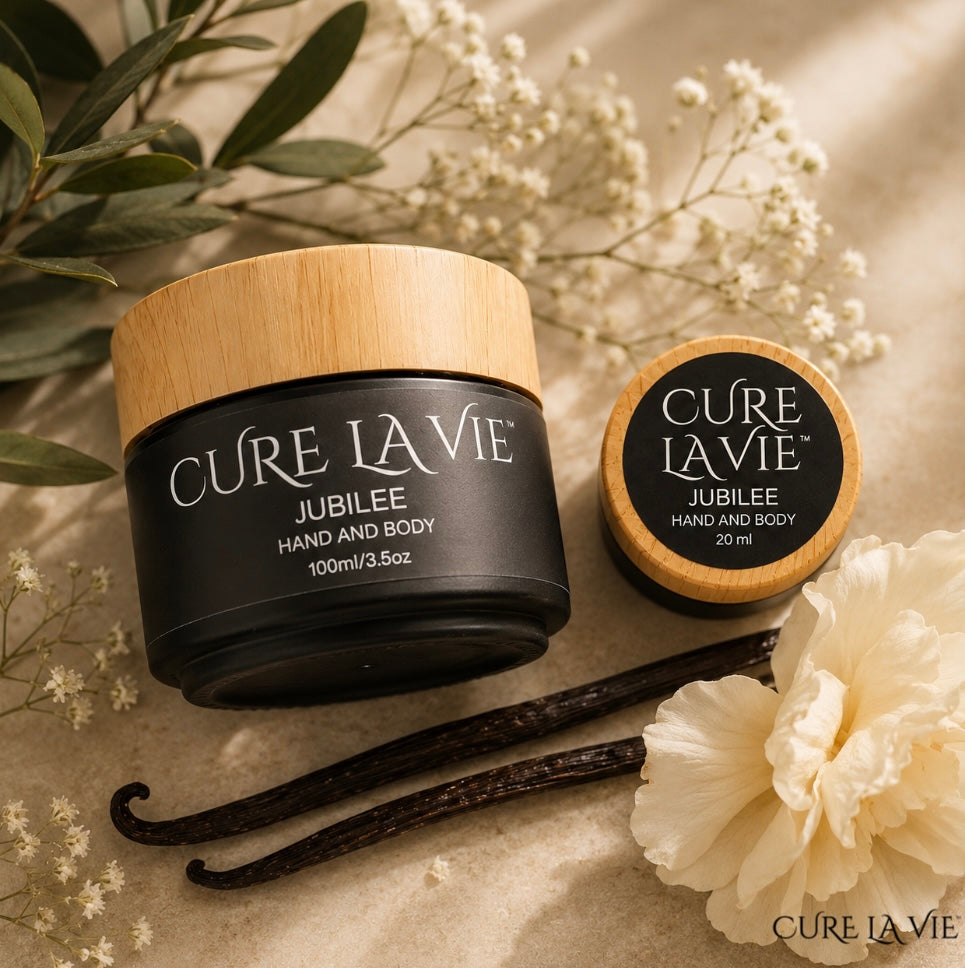 Cure La Vie JUBILEE body crème bundle — 20ml and 100ml essential oil-free moisturizer
