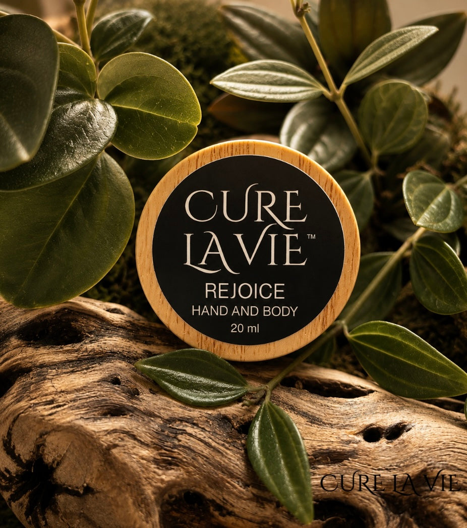 Cure La Vie REJOICE body crème 20ml travel size with lemon botanical ingredients