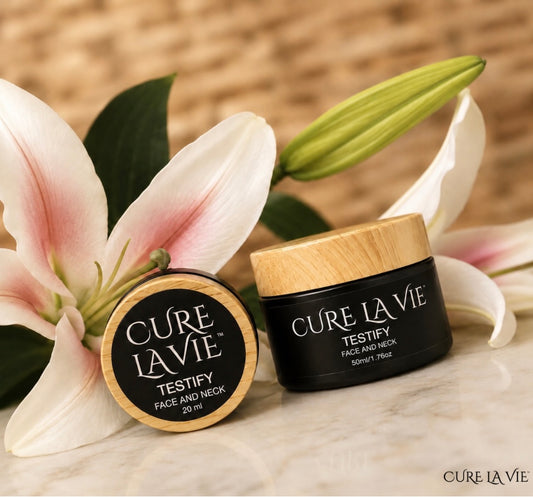 Cure La Vie TESTIFY Bundle — full size 50ml and travel size 20ml daytime face crème set