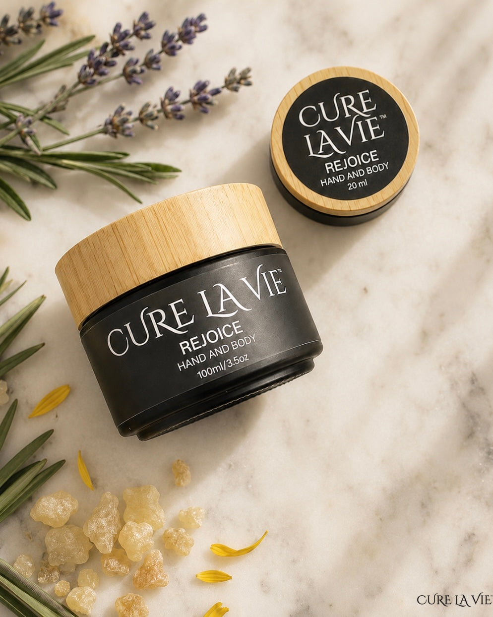 Cure La Vie REJOICE body crème bundle — 20ml and 100ml travel and full size