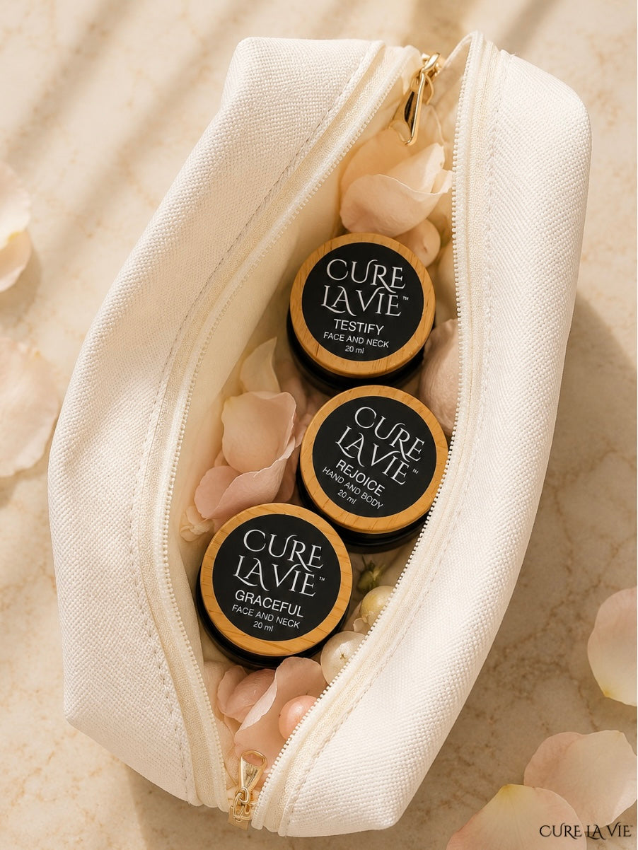 Cure La Vie JOURNEY Bundle — TESTIFY GRACEFUL and REJOICE travel-size skincare set