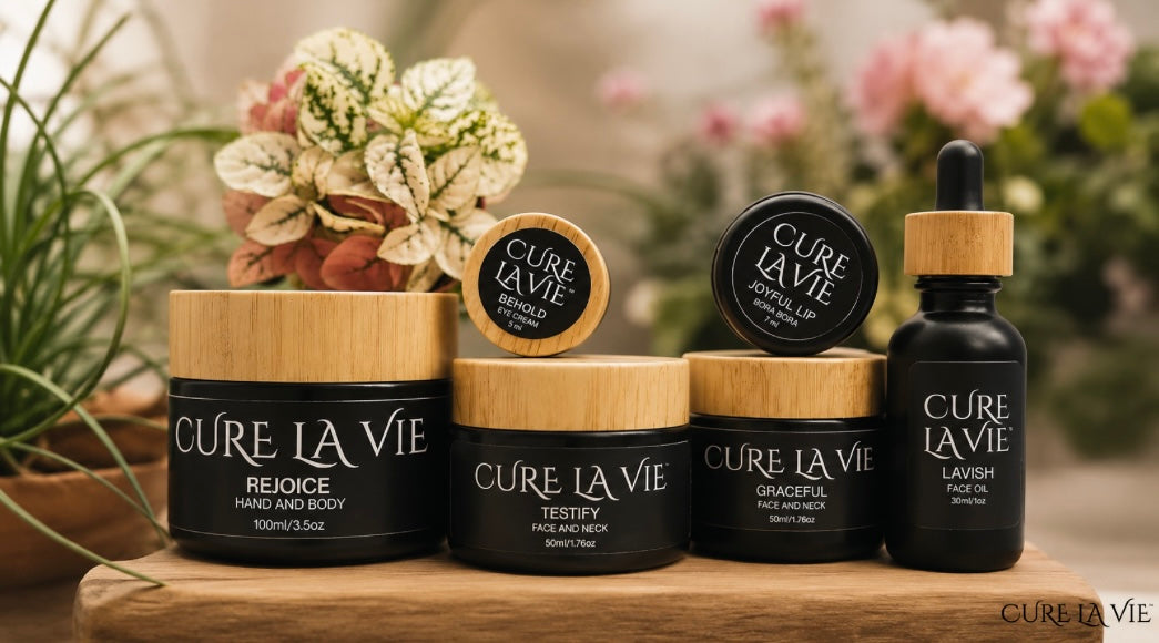 Cure La Vie Signature Collection — complete skincare set with TESTIFY GRACEFUL BEHOLD LAVISH REJOICE and BORA BORA